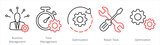 A set of 5 Mix icons as repair tool box, hand tool, optimization