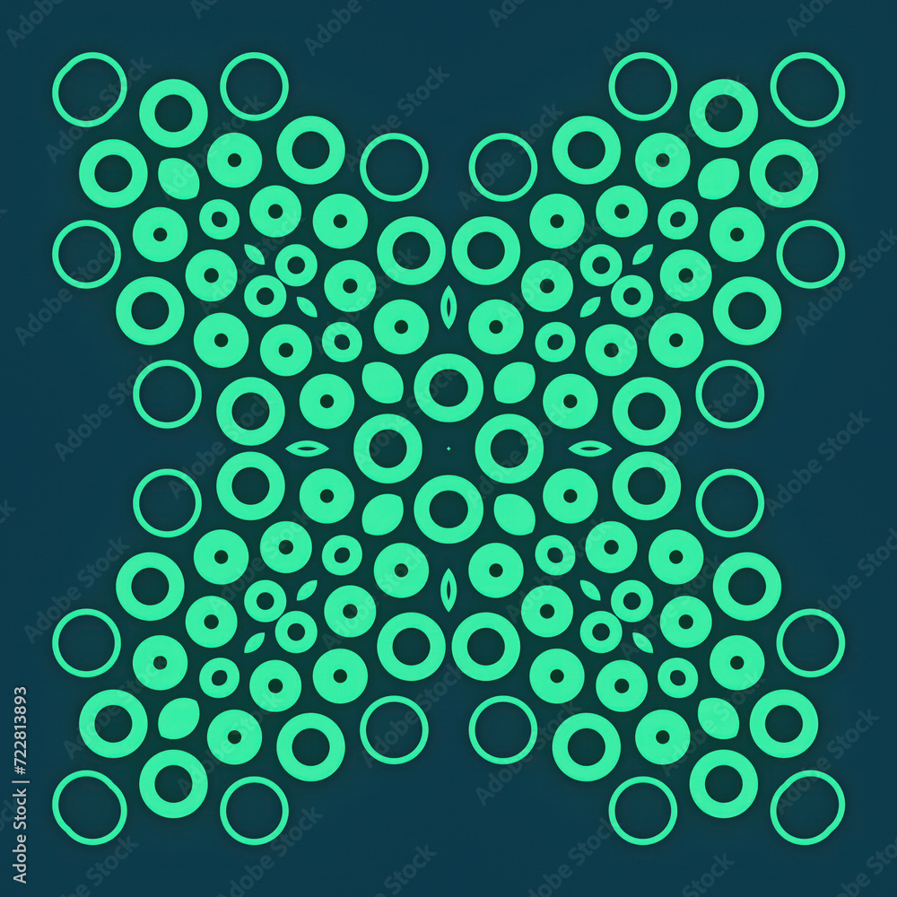 Abstract composition of a pattern of green circles. 3d rendering illustration