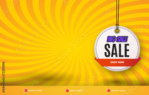 big sale discount template banner with copy space for product sale with abstract gradient orange and yellow background design