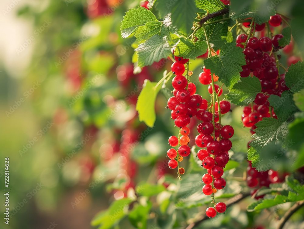 Vibrant redcurrants clustered on the branch, shining with freshness. Vibrant redcurrants clustered on the branch, shining with freshness.