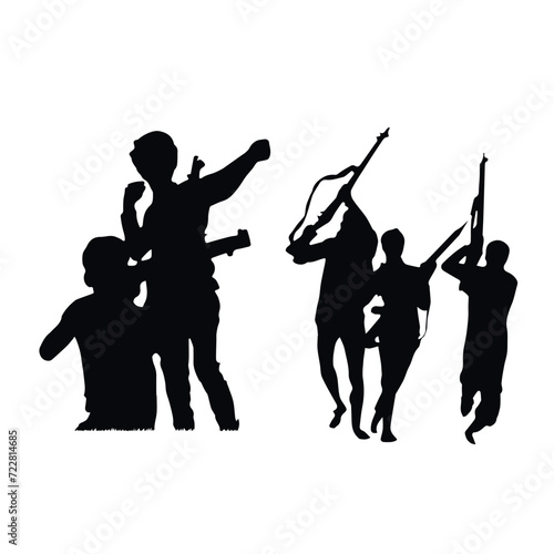 Bangladesh Liberation War victory cheer  Black and white Vector image