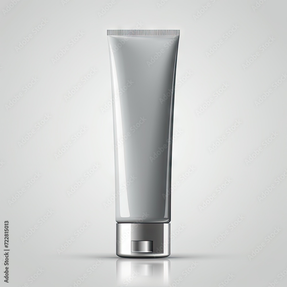 Grey Cream Tube, 3d Gel with Gray Chrome Lid, Toothpaste Product Packing, AI Grey Cream Tube, 3d Gel with Gray Chrome Lid, Toothpaste Product Packing, AI