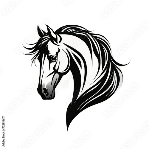 horse head silhouette icon logo isolated in white