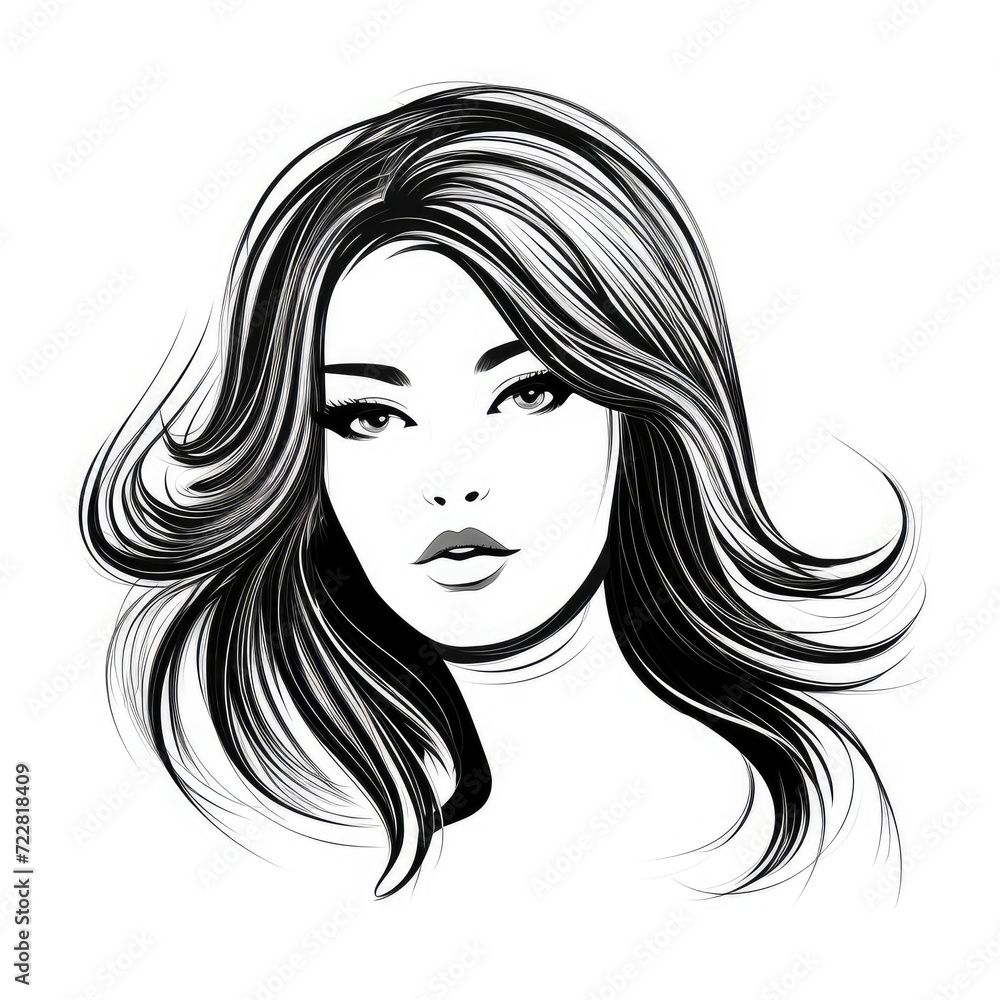 Hand drawn sketch of a young woman. Logo for the hairdresser or beauty salon Hand drawn sketch of a young woman. Logo for the hairdresser or beauty salon