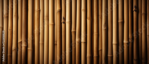 Yellow bamboo texture fence background. Copy space for text © Michael