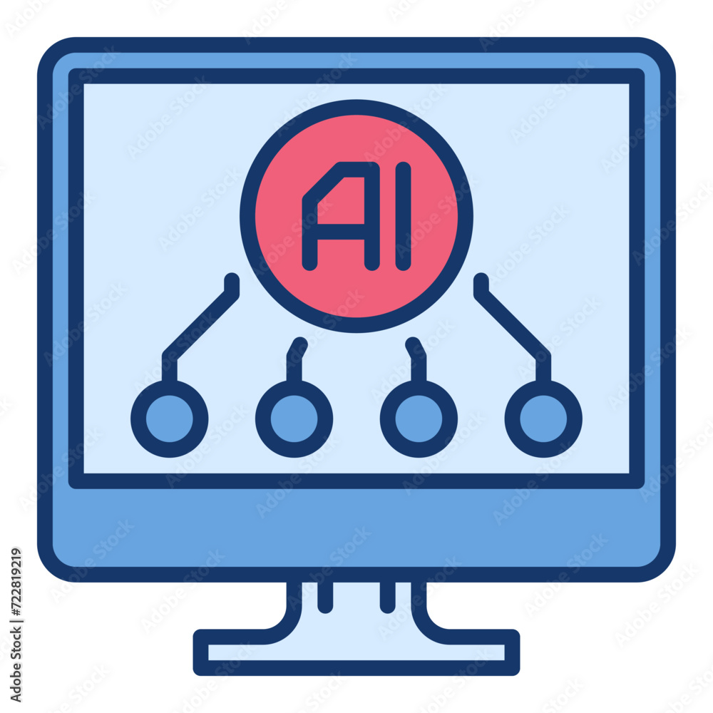 Computer Display with AI sign vector Artificial Intelligence Online Technology colored icon or design element Computer Display with AI sign vector Artificial Intelligence Online Technology colored icon or design element