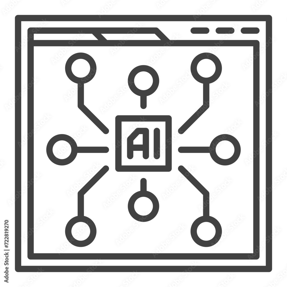 Web Browser with AI vector Artificial Intelligence Website outline icon or symbol Web Browser with AI vector Artificial Intelligence Website outline icon or symbol