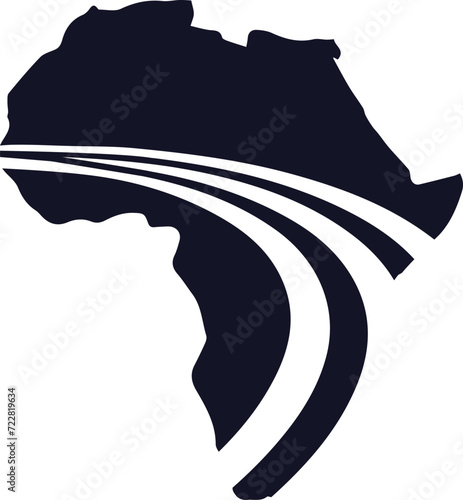 African road logo, road inside Africa map, vector illustration