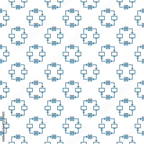 Artificial Intelligence Computers with Arrows vector AI thin line seamless pattern