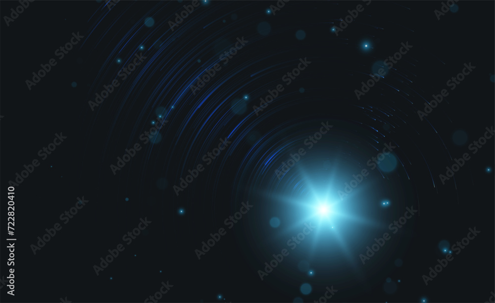 Fototapeta premium Glowing lines on black background.