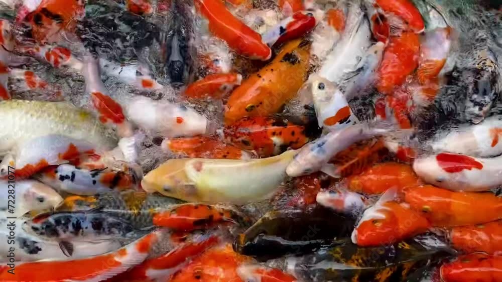 Fancy carp fish or Goldfish or koi fish swim in the pond, fish with beautiful color patterns Fancy carp fish or Goldfish or koi fish swim in the pond, fish with beautiful color patterns