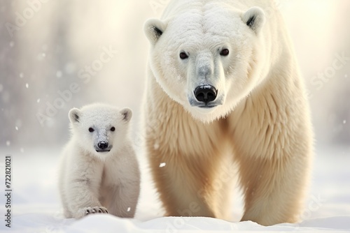 Polar bear (Ursus maritimus) mother and cub