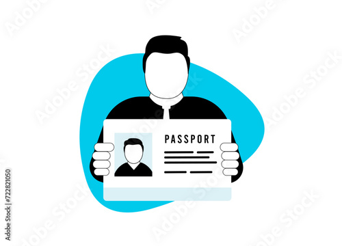 KYC - Know Your Customer. Businessman verifies client identity with passport, driver license, selfie for enhanced security and compliance. Marketing research and client analysis for financial safety