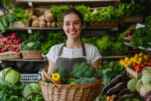 Cheerful Zero Waste Shop Owner Offers Fresh Organic Produce.