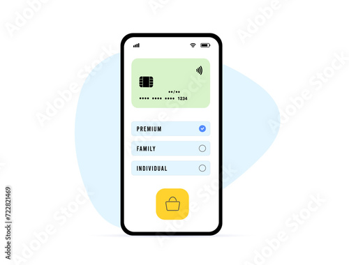 In-App Purchases - Manage Subscriptions with IAP. Extra content or subscriptions bought within mobile app for enhanced user experience and revenue generation. In-App Purchases vector illustration