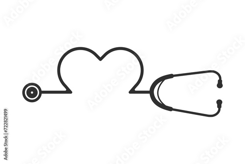 Stethoscope Heart Vector, Medical Stethoscope Heart Shape Vector, Stethoscope Pulse Vector, Heart Health Stethoscope Icon, Medical tools Vector, Stethoscope typography, Doctor, Nurse, Doctor