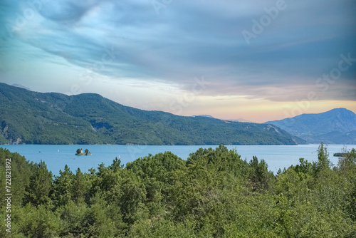 Lake of Serre-Poncon in France, with beautiful landscape in summer