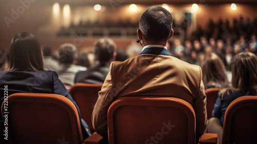Rear view of unrecognizable people in audience at the conference hall. Business and entrepreneurship concept. © alexkich