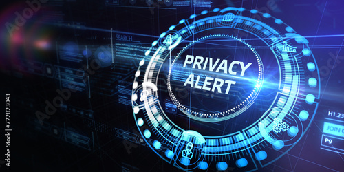 Technology, Internet, business and network concept. Privacy alert. 3d illustration