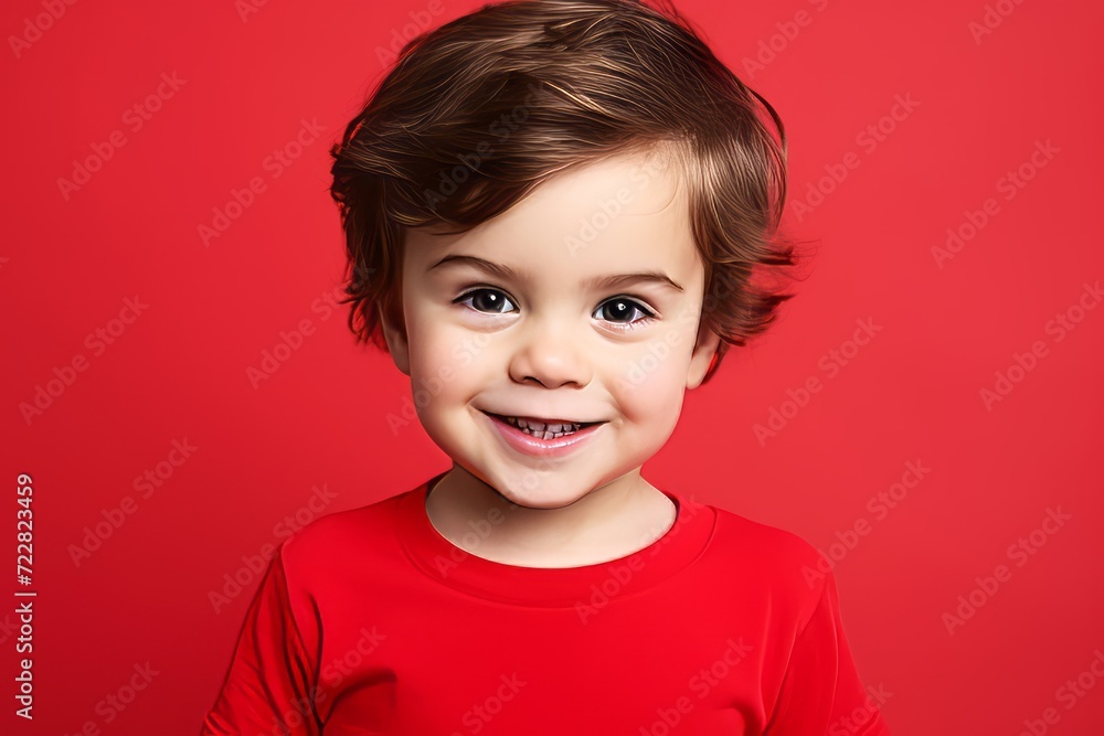 Portrait of a cute smiling little boy on a red background. Portrait of a cute smiling little boy on a red background.