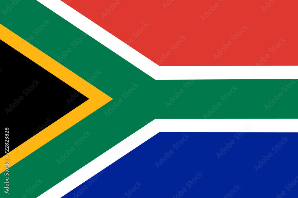 Close-up of colorful national flag of the African country of South Africa. Illustration made January 29th, 2024, Zurich, Switzerland.