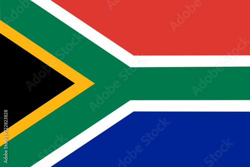 Close-up of colorful national flag of the African country of South Africa. Illustration made January 29th, 2024, Zurich, Switzerland.