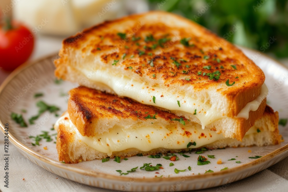 Mozzarella in Carrozza Golden Grilled Cheese Sandwiches in the plate on the table Mozzarella in Carrozza Golden Grilled Cheese Sandwiches in the plate on the table