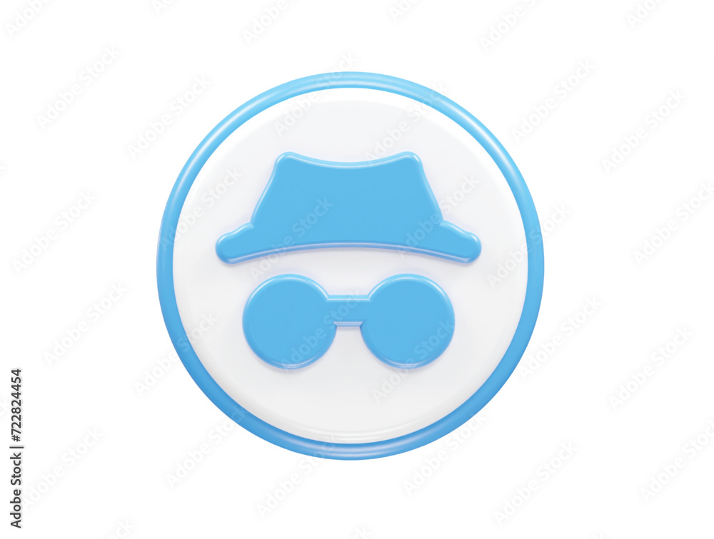 Incognito privacy icon render element 3d illustration Incognito privacy icon render element 3d illustration