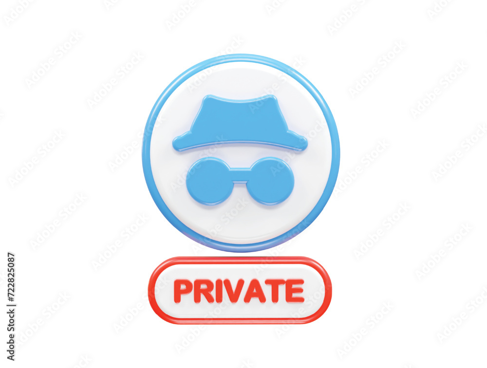 Incognito privacy icon render element 3d illustration