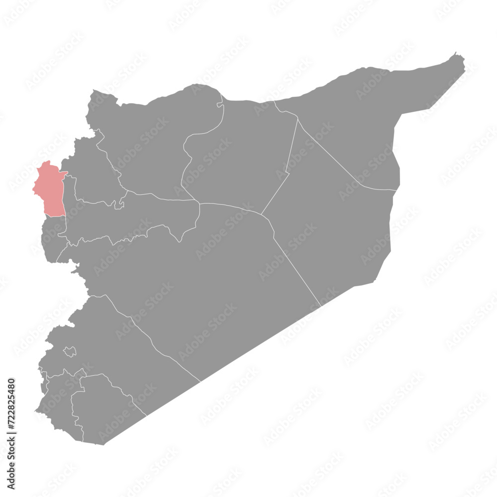 Fototapeta premium Latakia Governorate map, administrative division of Syria. Vector illustration.