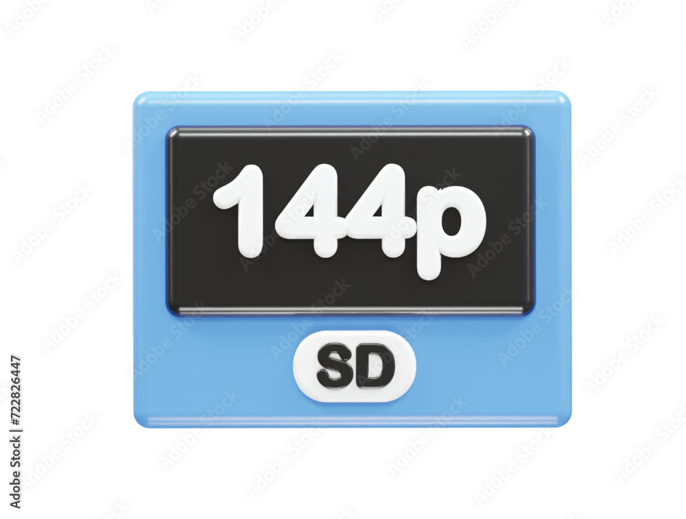 144p resolution text icon 3d illustration rendering