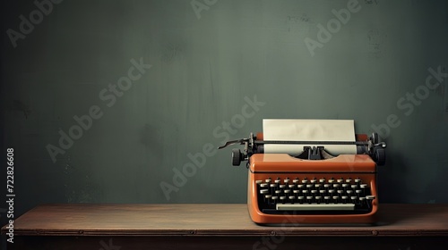 Retro writing, blank canvas, antique typing machine, writer's inspiration, creative potential. Generated by AI.
