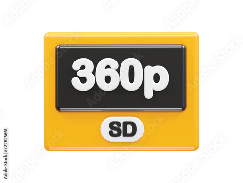360p resolution text icon 3d illustration rendering