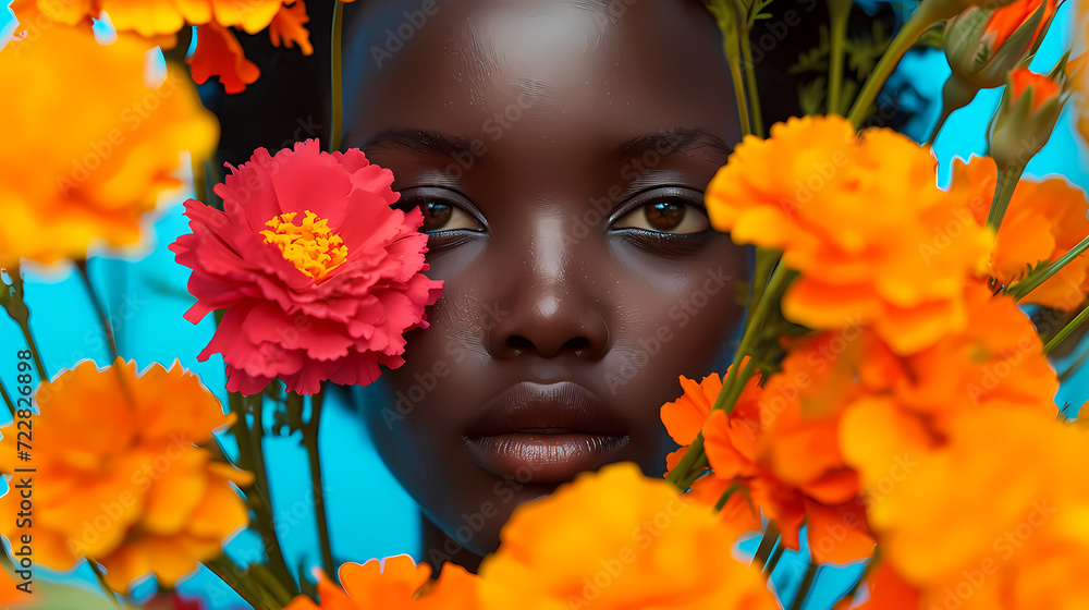 portrait of a woman with flowers portrait of a woman with flowers