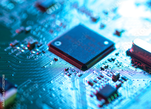 Main microchip on motherboard of electrical equipment