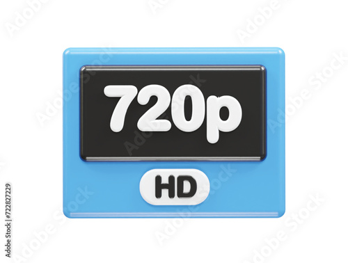 720p resolution text icon 3d illustration rendering photo