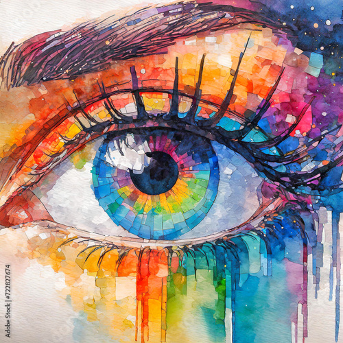 Oeil mosaïque multicolore. © illustrez-vous