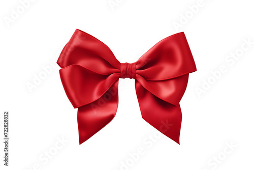 red satin bow on a white or isolated background