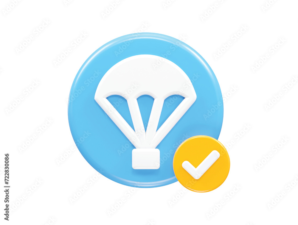 Parachute icon 3d illustration 3d rendering element Parachute icon 3d illustration 3d rendering element