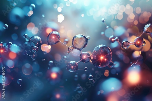 Abstract molecule design with atoms on a vector background.