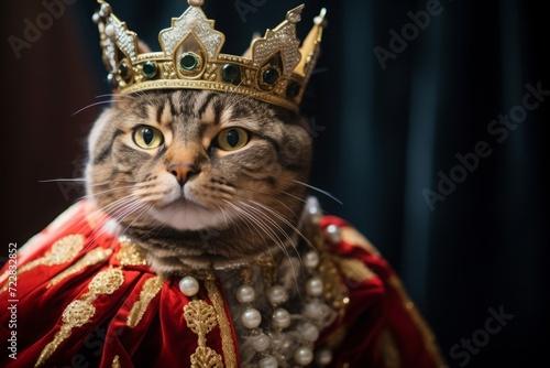 王冠をつけた猫ポートレート,Generative AI AI画像
