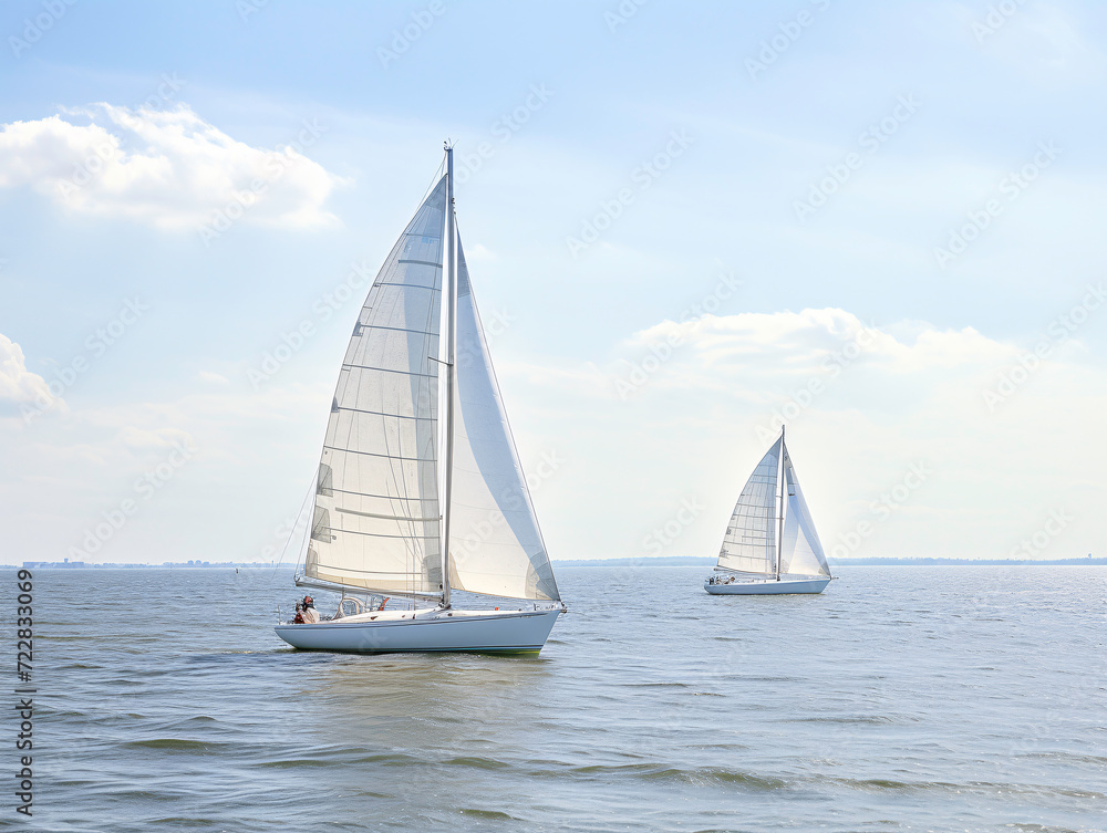 a couple of sailboats on the water
