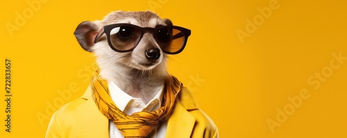 animal dressed as a doctor on yellow background photo