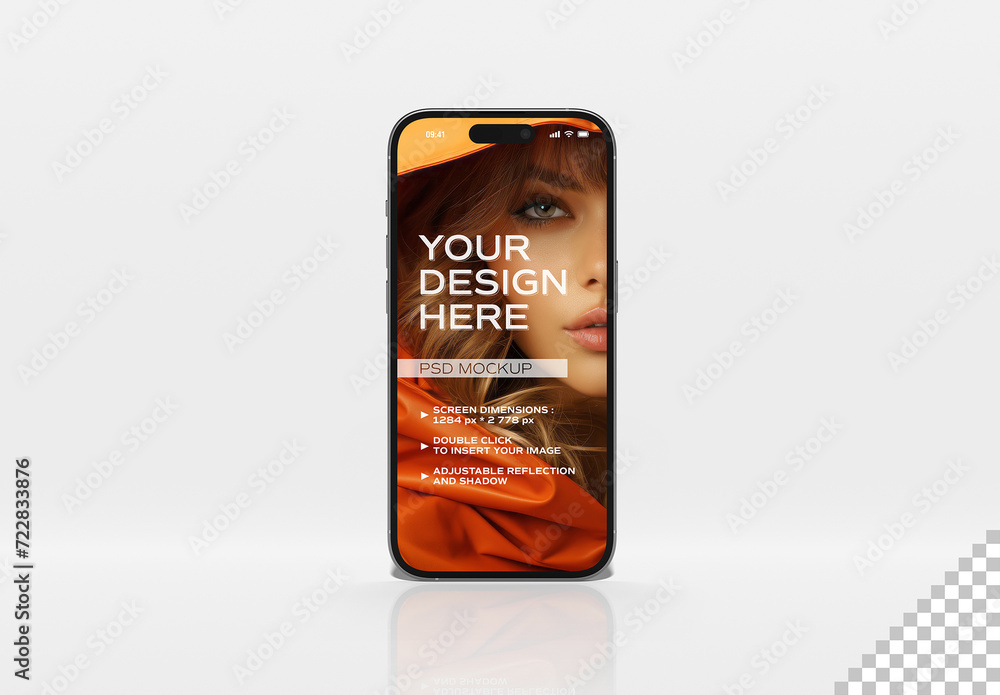 Isolated Smartphone With Editable Shadows And Reflections Mockup Stock ...