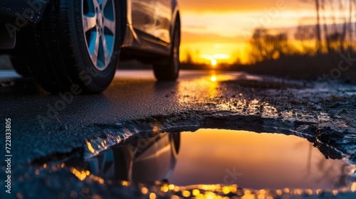Sunset Reflection in Pothole photo