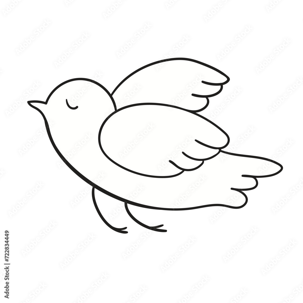 Doodle of cute flying bird isolated on white background. Hand drawn vector illustration of cartoon animal. Doodle of cute flying bird isolated on white background. Hand drawn vector illustration of cartoon animal.