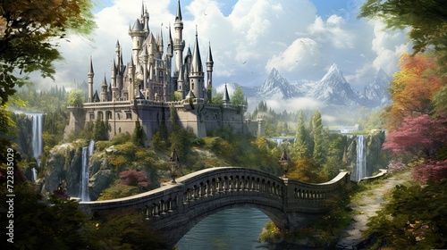 Majestic turrets, secretive drawbridges, fairytale castle, enchanting secrets, inviting visitors, magical charm. Generated by AI.