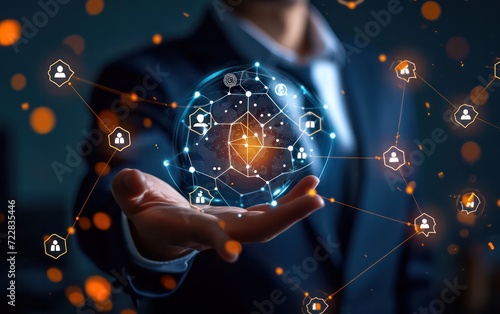 Businessman employs the power of artificial intelligence to showcase the intricate global structure of his customer network.