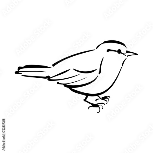 ウグイスの和風イラスト（白黒）。