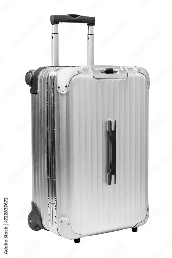 Silver travel suitcase. Transparent PNG Silver travel suitcase. Transparent PNG